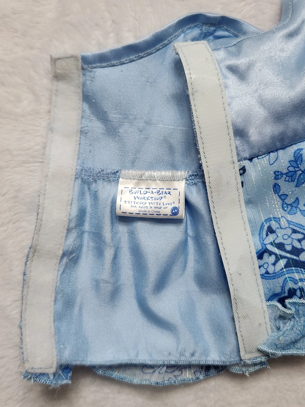 Build-A-Bear Vintage 2010 Light Blue Paisley Satin Doll Dress Y2K Aesthetic